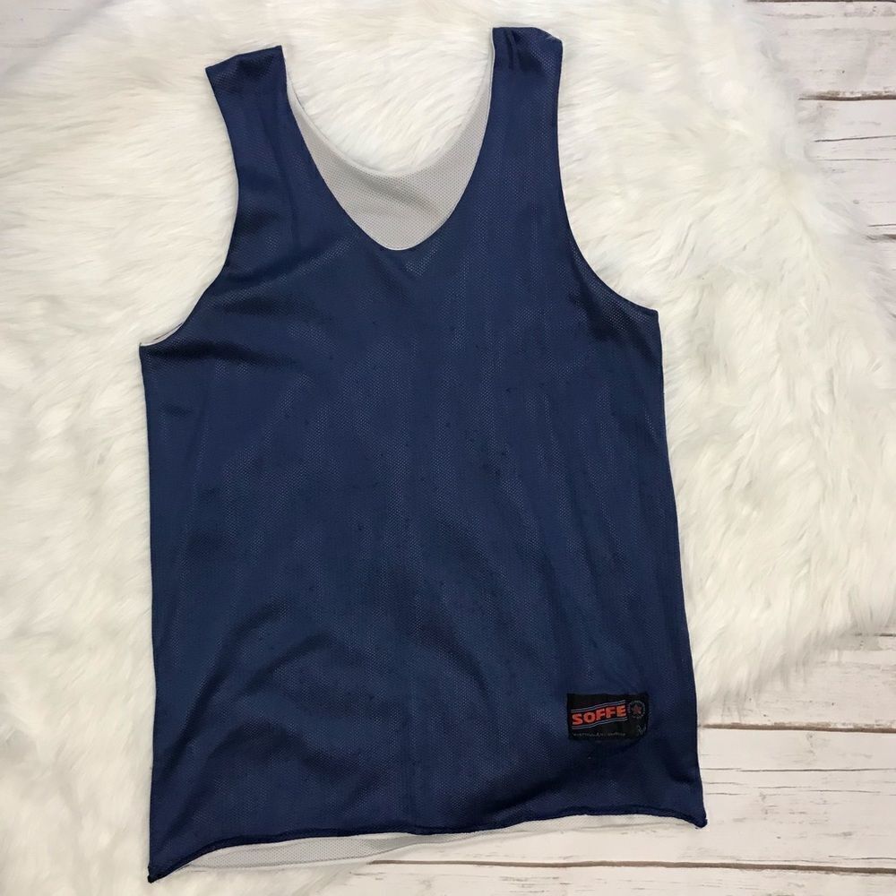 🦩 Soffe Reversible Practice Jersey Tank Top Size Medium Blue‎ White